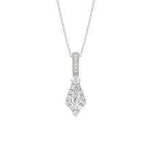 Load image into Gallery viewer, 14K WHITE GOLD 1.00CT ROUND/BAGUETTE/KITE DIAMOND LADIES PENDANT WITH CHAIN
