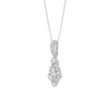 Load image into Gallery viewer, 14K WHITE GOLD 1.00CT ROUND/BAGUETTE/KITE DIAMOND LADIES PENDANT WITH CHAIN
