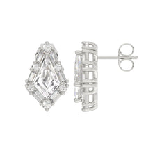 Load image into Gallery viewer, 14K WHITE GOLD 1 1/4CT ROUND/BAGUETTE/KITE DIAMOND LADIES EARRINGS

