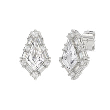 Load image into Gallery viewer, 14K WHITE GOLD 1 1/4CT ROUND/BAGUETTE/KITE DIAMOND LADIES EARRINGS
