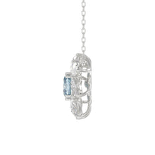 Load image into Gallery viewer, 14K WHITE GOLD CRAFTED WITH 18K YELLOW GOLD BACK PLATE 2CT PEAR/BLUE CUSHION DIAMOND LADIES NECKLACE WITH CHAIN

