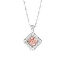 Load image into Gallery viewer, 14K WHITE GOLD CRAFTED WITH 18K YELLOW GOLD BACK PLATE 1 1/4CT ROUND/PINK CUSHION DIAMOND LADIES PENDANT WITH CHAIN
