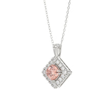 Load image into Gallery viewer, 14K WHITE GOLD CRAFTED WITH 18K YELLOW GOLD BACK PLATE 1 1/4CT ROUND/PINK CUSHION DIAMOND LADIES PENDANT WITH CHAIN
