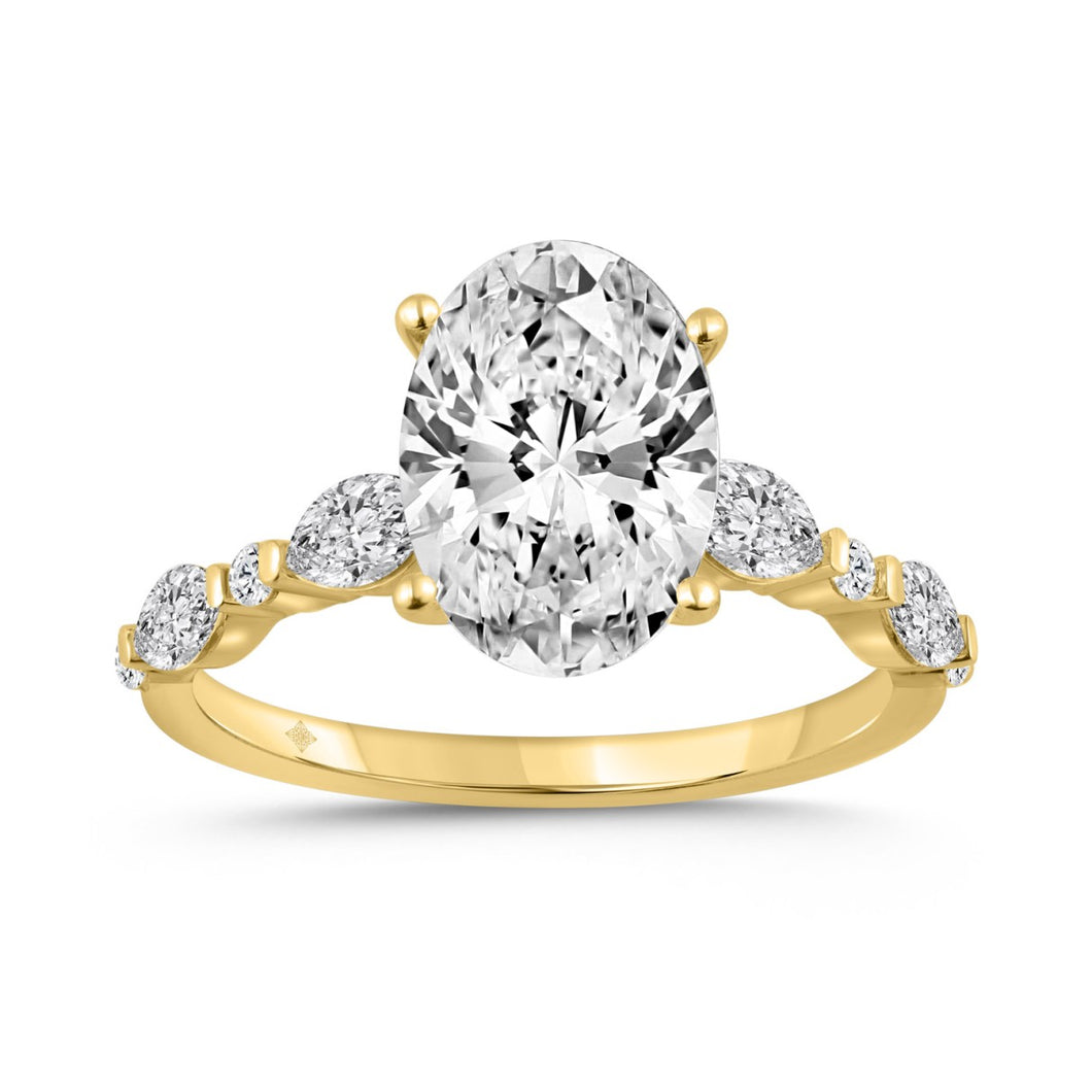 14K YELLOW GOLD 4.00CT ROUND/OVAL/MARQUISE DIAMOND LADIES RING
