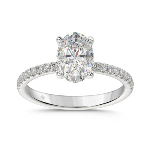 14K WHITE GOLD 1 3/4CT ROUND/OVAL DIAMOND LADIES RING (CENTER STONE OVAL DIAMOND 1 1/2CT)
