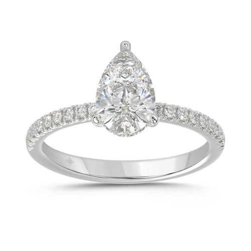 14K WHITE GOLD 1 3/4CT ROUND/PEAR DIAMOND LADIES RING (CENTER STONE PEAR DIAMOND 1 1/2CT)