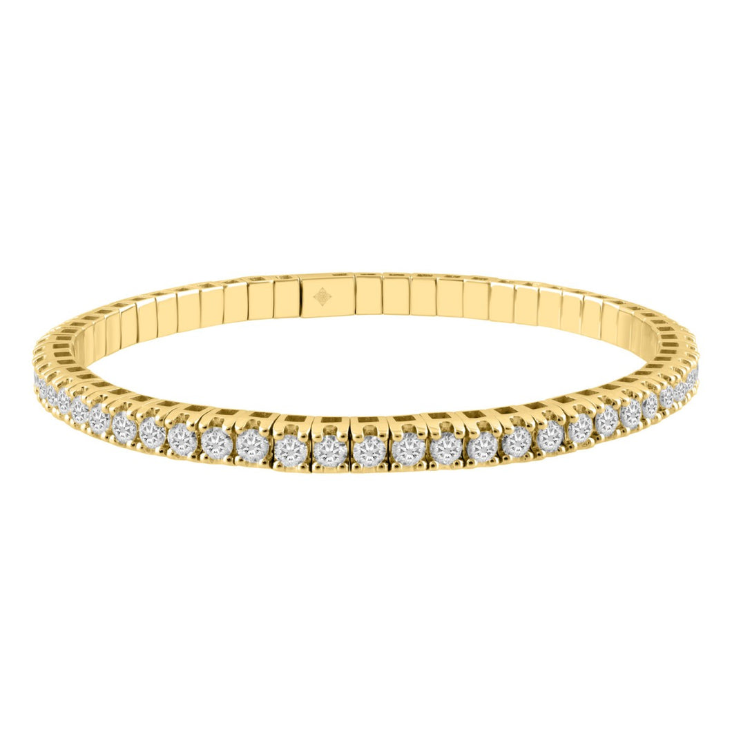 14K YELLOW GOLD 5.00CT ROUND DIAMOND LADIES FLEXIBLE BANGLE