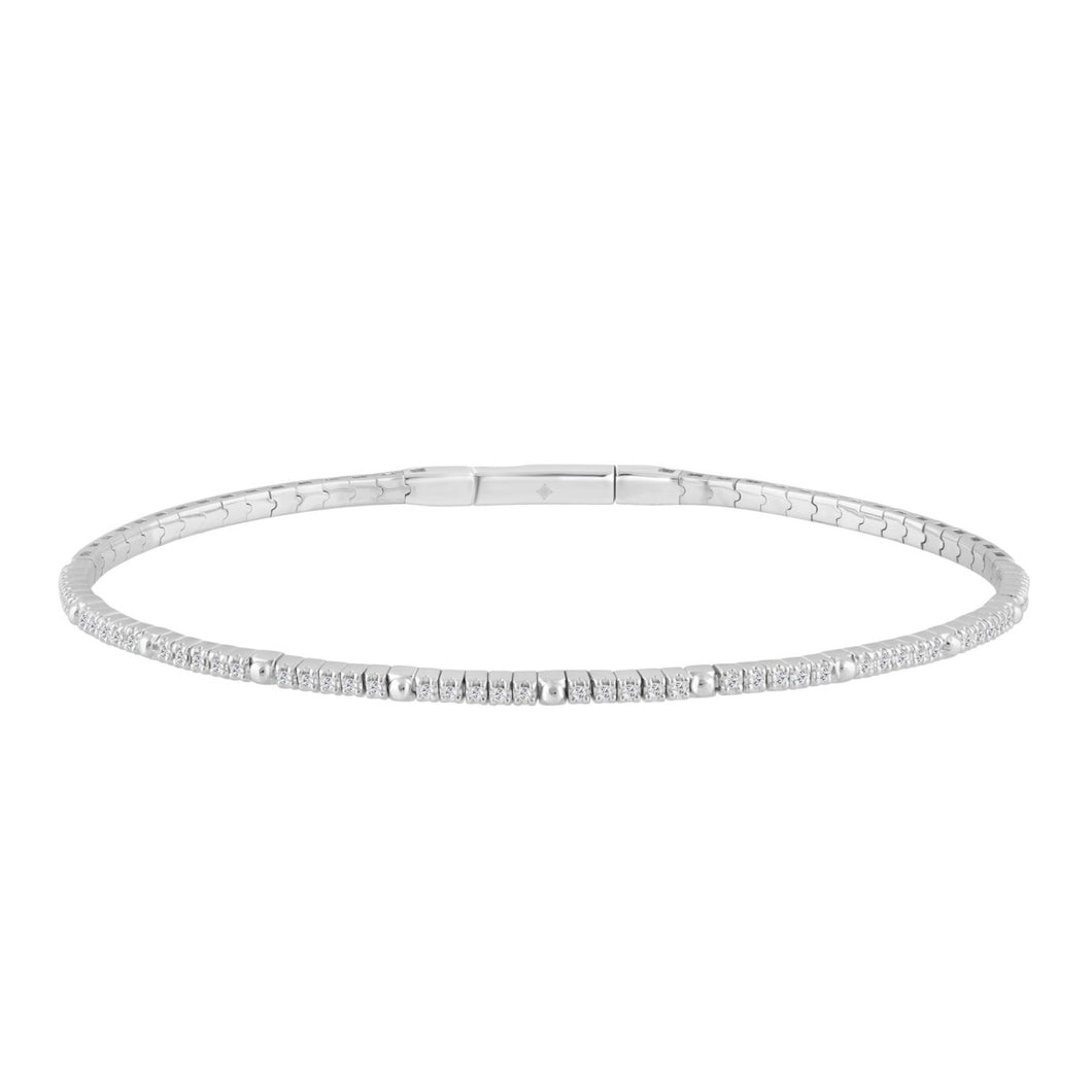 9K WHITE GOLD 1/6CT ROUND DIAMOND LADIES BANGLE