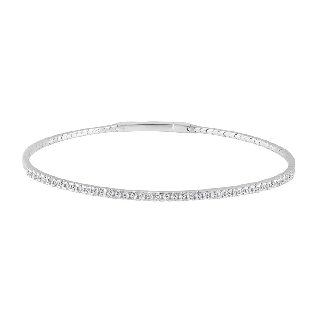 9K WHITE GOLD 1/2CT ROUND DIAMOND LADIES BANGLE