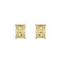 Load image into Gallery viewer, 14K WHITE GOLD 1.00CT YELLOW RADIANT DIAMOND LADIES EARRINGS
