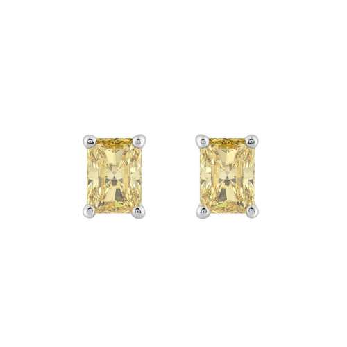14K WHITE GOLD 1.00CT YELLOW RADIANT DIAMOND LADIES EARRINGS
