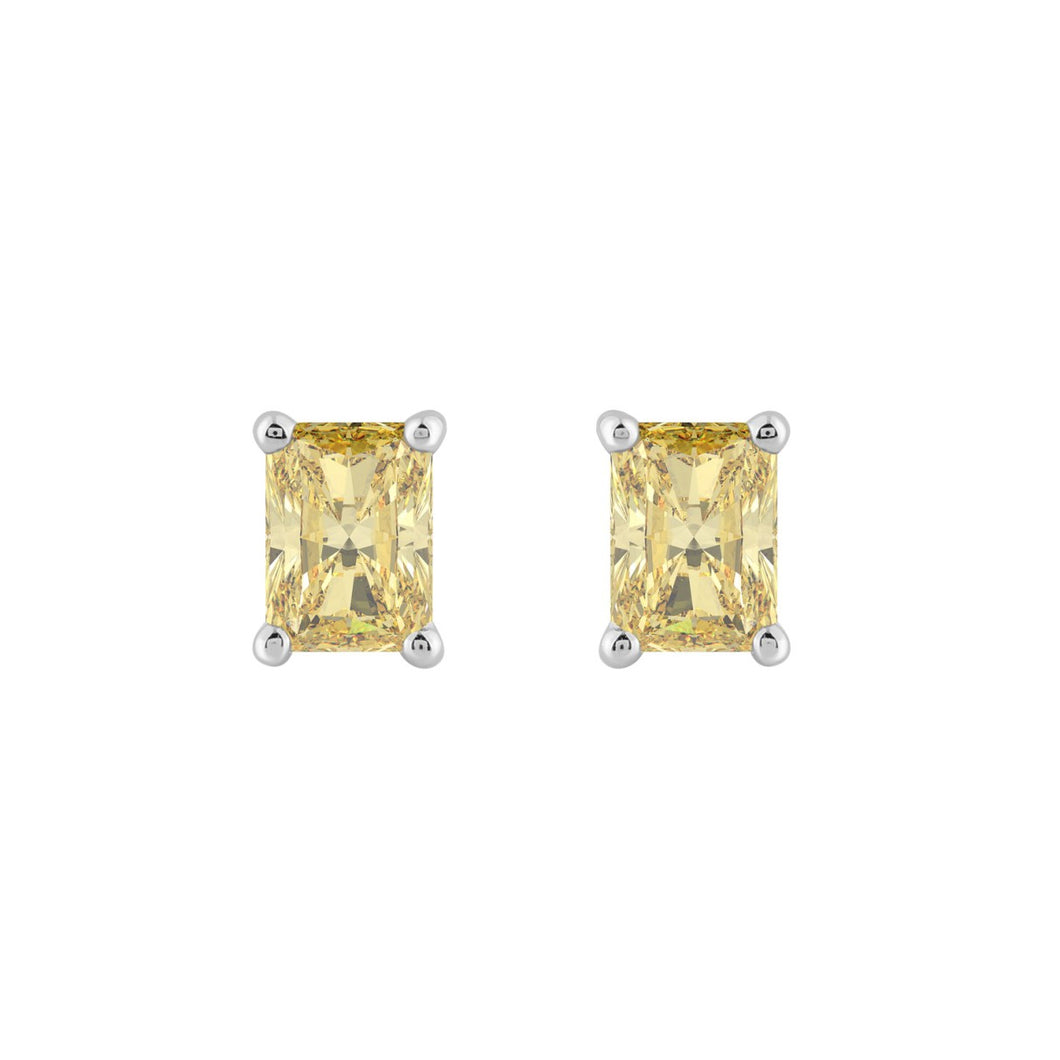 14K WHITE GOLD 1.00CT YELLOW RADIANT DIAMOND LADIES EARRINGS