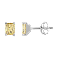 Load image into Gallery viewer, 14K WHITE GOLD 1.00CT YELLOW RADIANT DIAMOND LADIES EARRINGS

