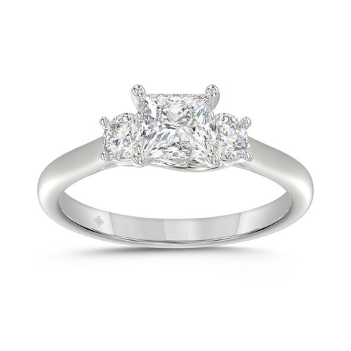 14K WHITE GOLD 1.00CT PRINCESS/ROUND DIAMOND LADIES RING (CENTER STONE PRINCESS DIAMOND 3/4CT)