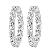 Load image into Gallery viewer, LADIES HOOP EARRINGS 9CT ROUND DIAMOND 14K WHITE GOLD
