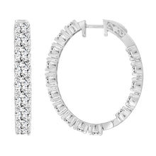 Load image into Gallery viewer, LADIES HOOP EARRINGS 9CT ROUND DIAMOND 14K WHITE GOLD
