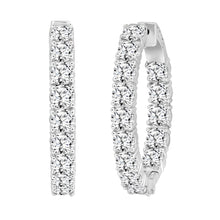 Load image into Gallery viewer, LADIES HOOP EARRINGS 9CT ROUND DIAMOND 14K WHITE GOLD
