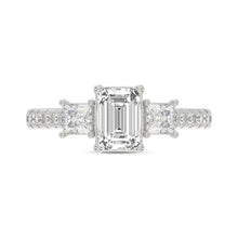 Load image into Gallery viewer, LADIES RING 1 7/8CT EMERALD/PRINCESS/ROUND DIAMOND 14K WHITE GOLD (CENTER STONE EMERALD DIAMOND 1CT )
