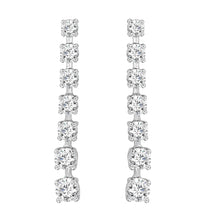 Load image into Gallery viewer, LADIES LINEAR EARRINGS 3CT ROUND DIAMOND 14K WHITE GOLD
