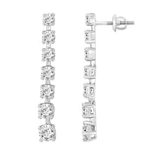 Load image into Gallery viewer, LADIES LINEAR EARRINGS 3CT ROUND DIAMOND 14K WHITE GOLD

