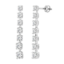 Load image into Gallery viewer, LADIES LINEAR EARRINGS 3CT ROUND DIAMOND 14K WHITE GOLD
