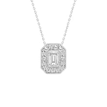 Load image into Gallery viewer, 14K WHITE GOLD 1.00CT ROUND/EMERALD DIAMOND LADIES PENDANT (CENTER STONE EMERALD DIAMOND 3/4CT)
