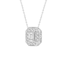 Load image into Gallery viewer, 14K WHITE GOLD 1.00CT ROUND/EMERALD DIAMOND LADIES PENDANT (CENTER STONE EMERALD DIAMOND 3/4CT)
