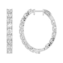 Load image into Gallery viewer, LADIES HOOP EARRINGS 7CT ROUND DIAMOND 14K WHITE GOLD
