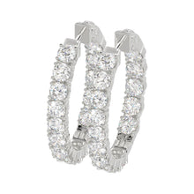 Load image into Gallery viewer, LADIES HOOP EARRINGS 7CT ROUND DIAMOND 14K WHITE GOLD
