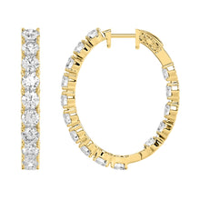 Load image into Gallery viewer, LADIES HOOP EARRINGS 7CT ROUND DIAMOND 14K YELLOW GOLD
