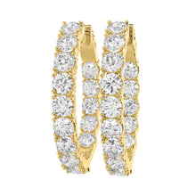 Load image into Gallery viewer, LADIES HOOP EARRINGS 7CT ROUND DIAMOND 14K YELLOW GOLD
