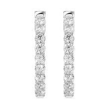 Load image into Gallery viewer, LADIES HOOP EARRINGS 3CT ROUND DIAMOND 14K WHITE GOLD
