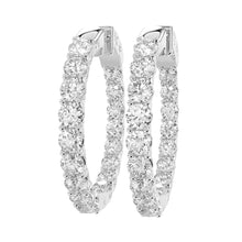 Load image into Gallery viewer, LADIES HOOP EARRINGS 3CT ROUND DIAMOND 14K WHITE GOLD
