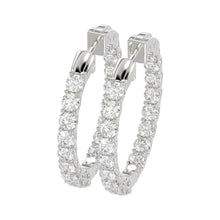 Load image into Gallery viewer, LADIES HOOP EARRINGS 3CT ROUND DIAMOND 14K WHITE GOLD
