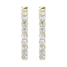 Load image into Gallery viewer, LADIES HOOP EARRINGS 3CT ROUND DIAMOND 14K YELLOW GOLD
