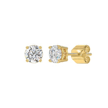 Load image into Gallery viewer, LADIES SOLITAIRE EARRINGS 1CT ROUND DIAMOND 14K YELLOW GOLD
