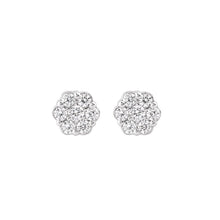 Load image into Gallery viewer, 14K Elegant White Gold Diamond Flower Earrings – 0.15ct -1ct Natural Diamonds
