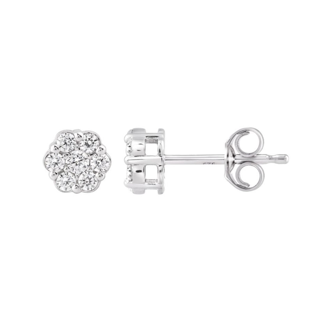 14K Elegant White Gold Diamond Flower Earrings – 0.15ct -1ct Natural Diamonds
