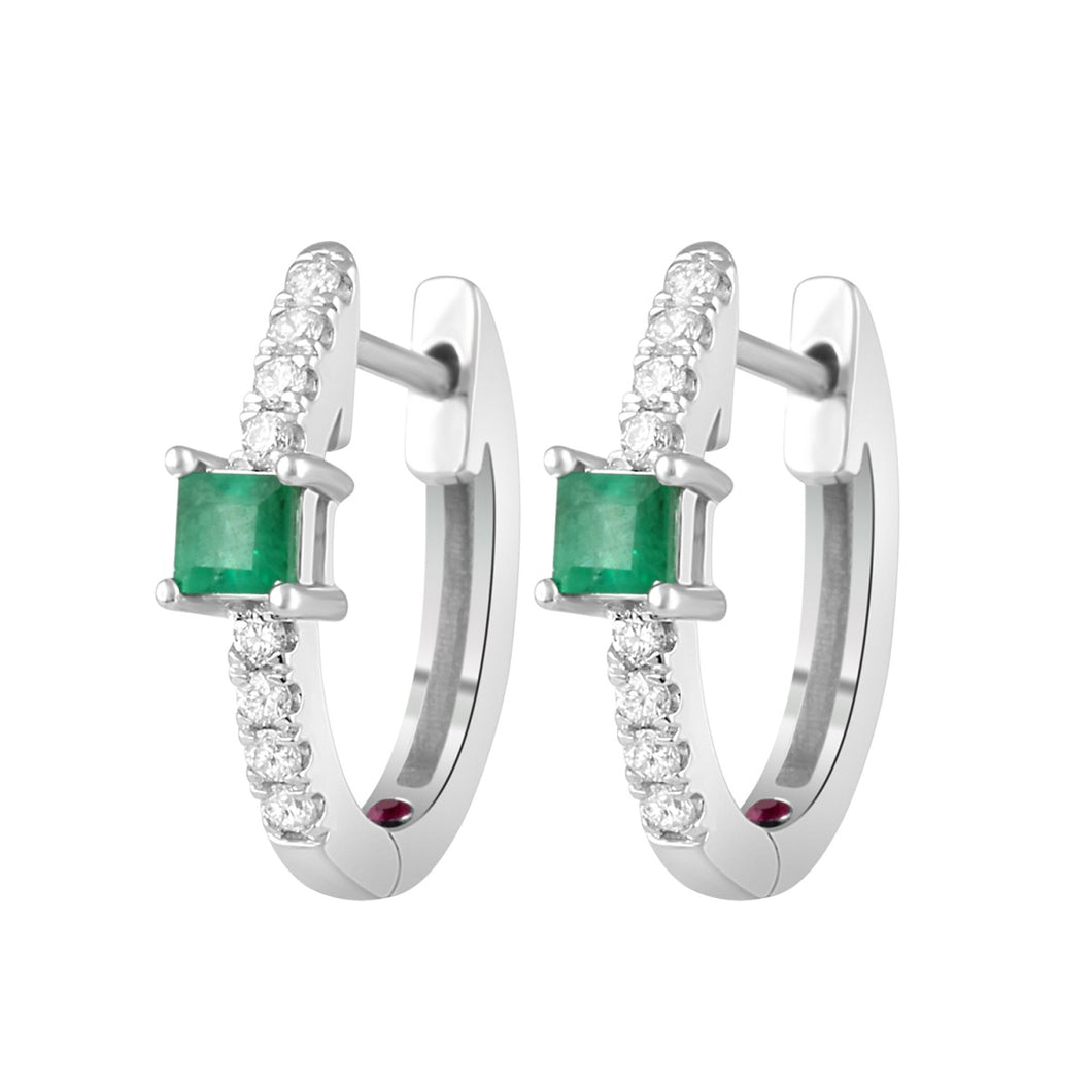 14K White Gold 0.75CT Natural Round & Princess Diamond Ladies Earrings