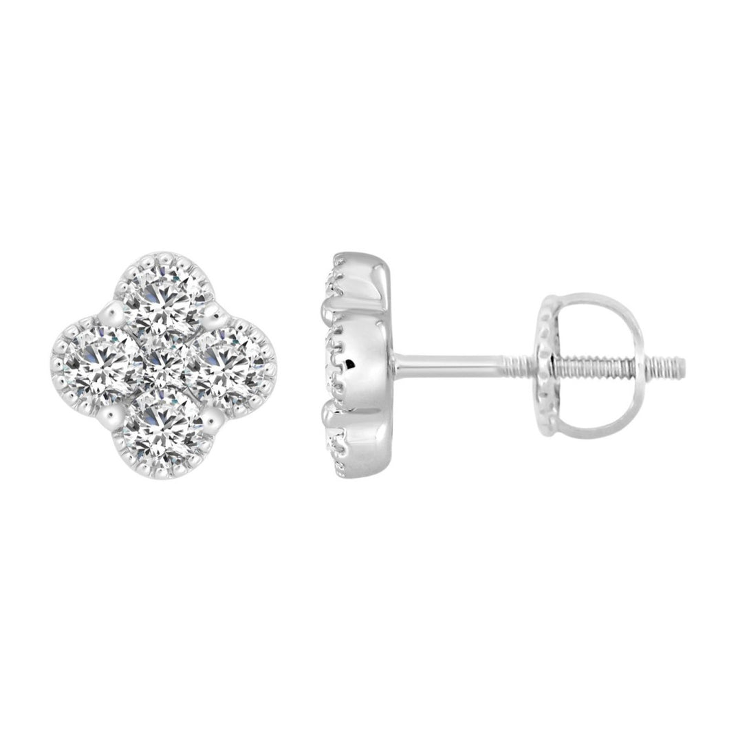 14K White Gold 0.25CT Natural Diamond Ladies Earrings