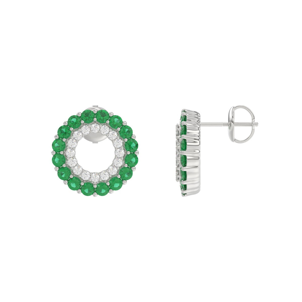 10K White Gold 0.50CT Natural Diamond Earrings – Round Emerald Style | Lady Is Beauty