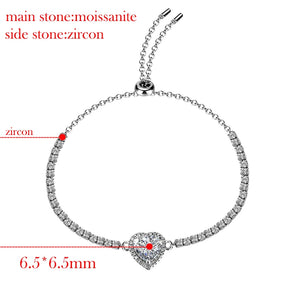 Moissanite 1CT 2CT Heart Cut Tennis Bracelet for Women