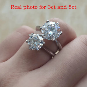 Moissanite 3CT Diamond Engagement Ring 925 Silver Wedding