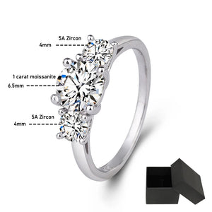 Moissanite 1.0CT Engagement and Wedding Ring 6.5mm for Women Double Halo Ring 925 Silver