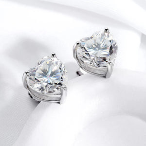 Moissanite 1CT 2CT 4CT Heart Cut Stud Earring for Women Luxury