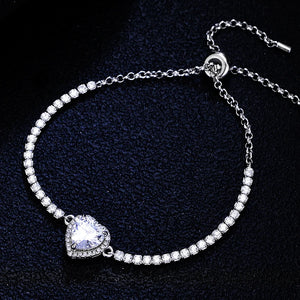 Moissanite 1CT 2CT Heart Cut Tennis Bracelet for Women