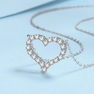 Moissanite Heart Necklace 0.3CT to 2CT for Women 925 Silver Diamonds Pendant