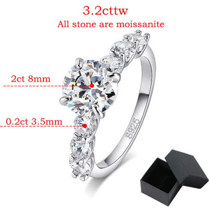 Moissanite 2CT Wedding Rings for Women 7 Stones total 3.2CT Diamond