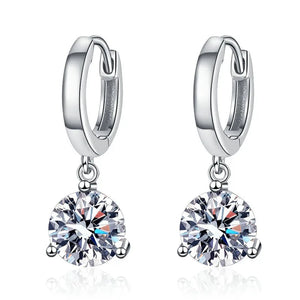 Moissanite 0.5CT 1CT 2CT Earrings for Women Classic 3 Prong Wedding Fine