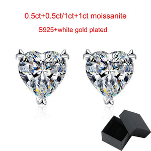 Moissanite 0.5CT, 1CT Heart Cut Stud Earrings for Women